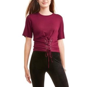 Lace Up Front Corset T Shirt
